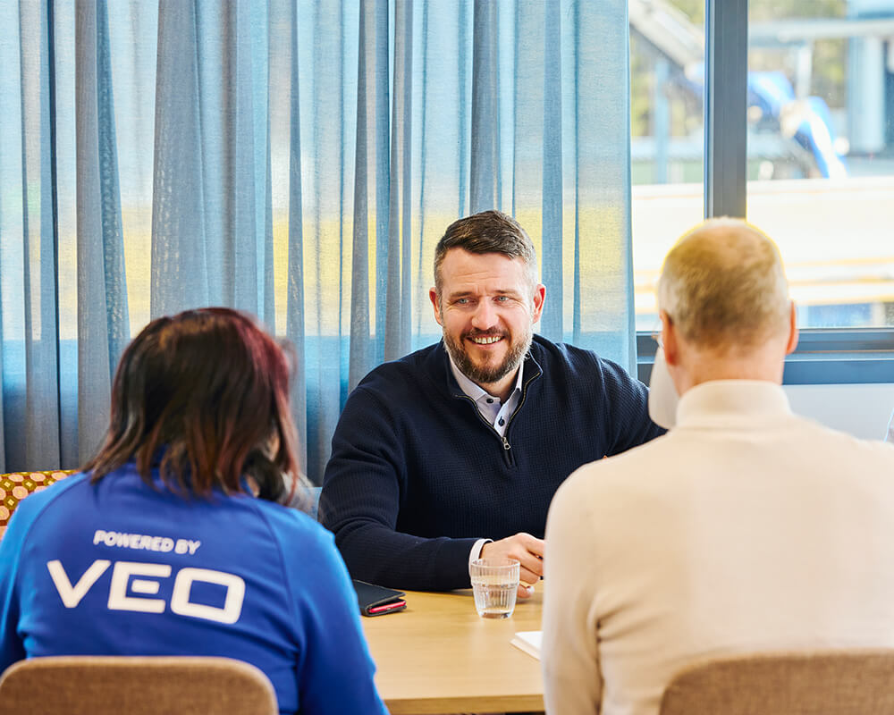 VEO's employees talking and having a break