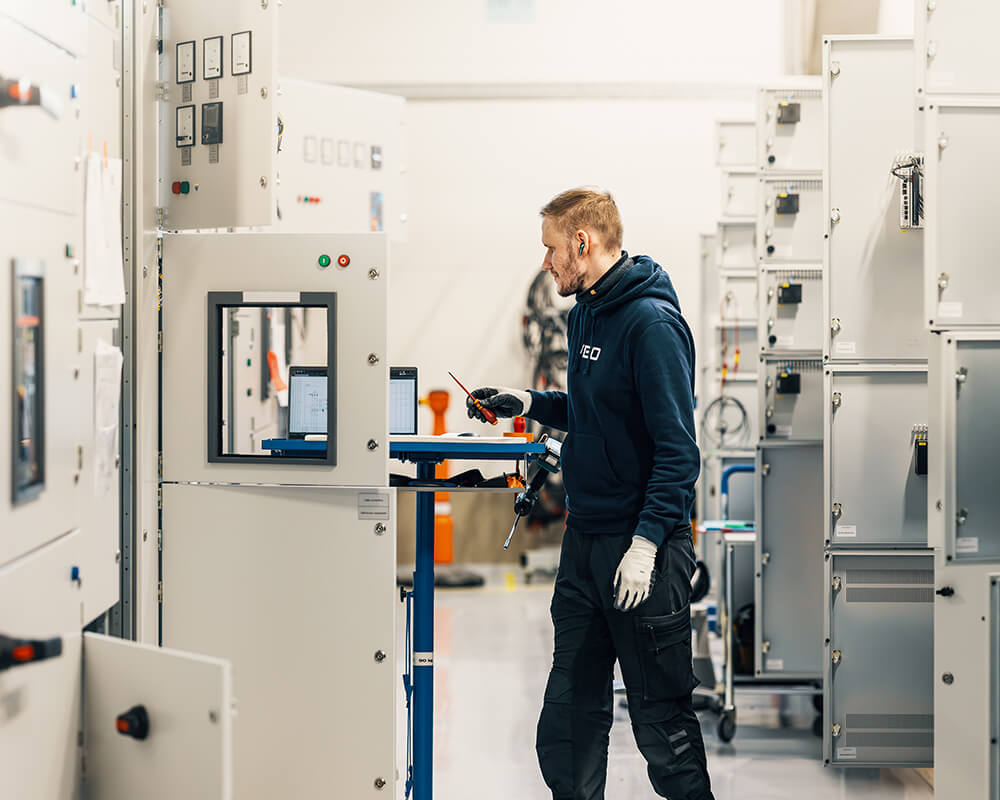 VEO's professional working at VEO's FAT space in Vaasa